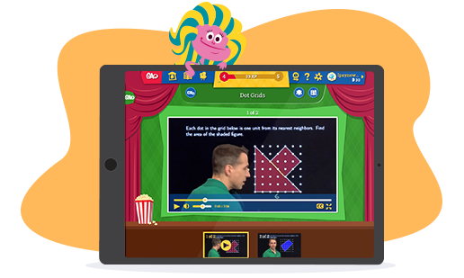 Tablet showing Beast Academy online video with Richard Rusczyk teaching math