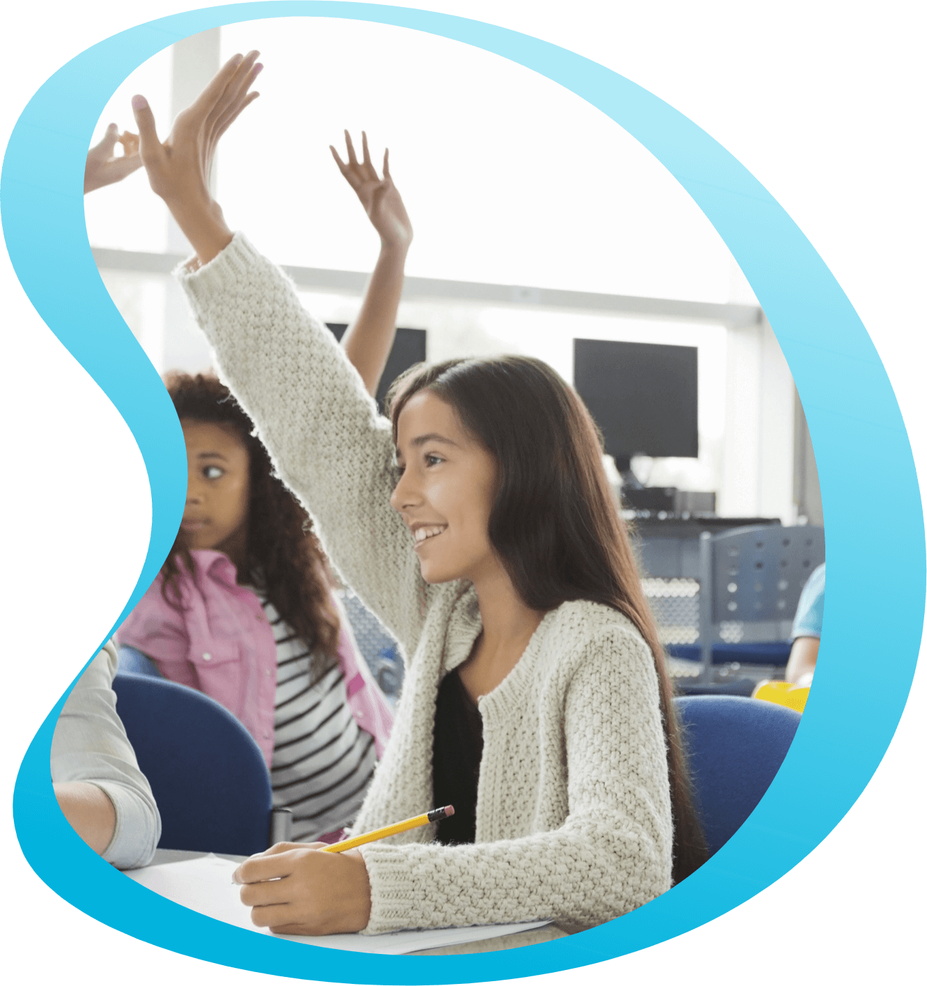 Female student raising her hand