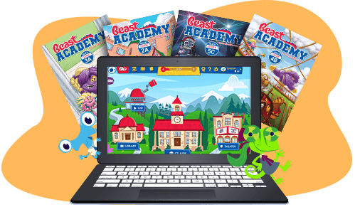 the art of problem solving beast academy Beast Academy books and pad showing Beast Academy online